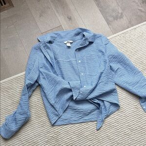 H&M Light Blue Checkered Button Down Shirt